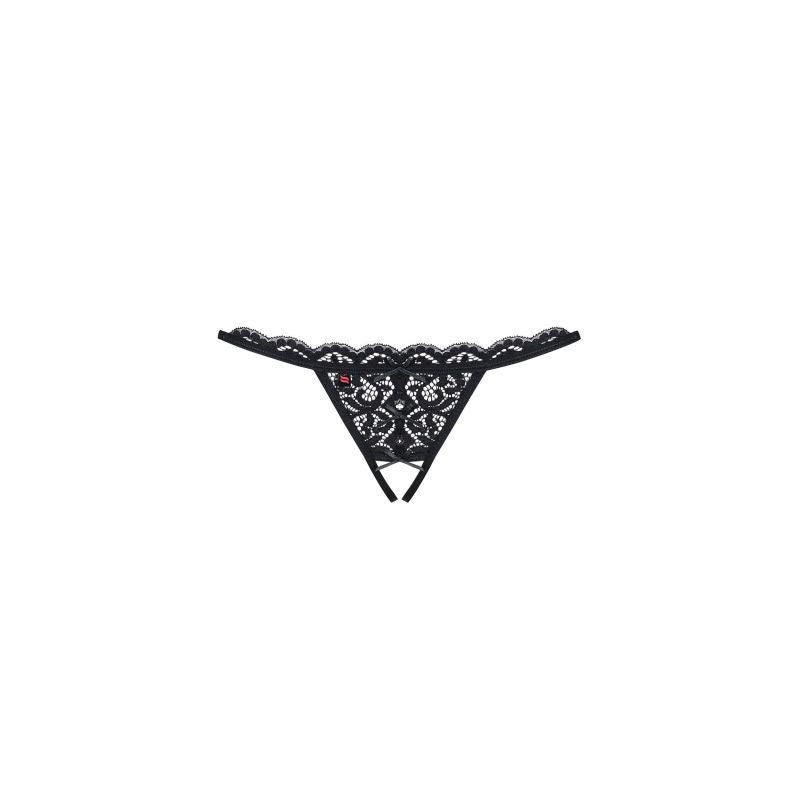 Crotchless Lace Thong 831 Black Erotic Panties