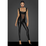 Power Wetlook Overall With Tulle Panel Black Other Erotic Clothing