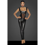 Power Wetlook Overall With Tulle Panel Black Other Erotic Clothing