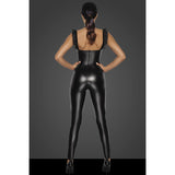 Power Wetlook Overall With Tulle Panel Black Other Erotic Clothing