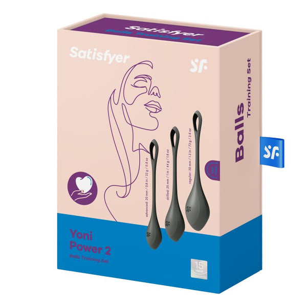 Satisfyer Yoni Power Balls 2 Black 3 Pc Set Kegel Exercisers