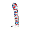 Sexus Glass Dildo Stripes W Base Blue/Red 16Cm Glass Dildos