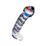 Sexus Glass Dildo Stripes W Base Blue/Red 16Cm Glass Dildos