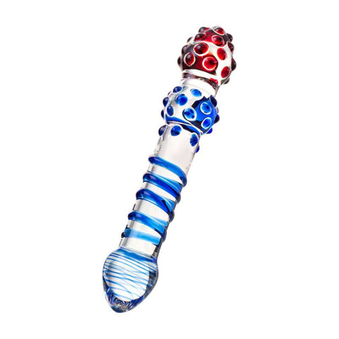 Sexus Glass Dildo Blue Red 20.5Cm Glass Dildos