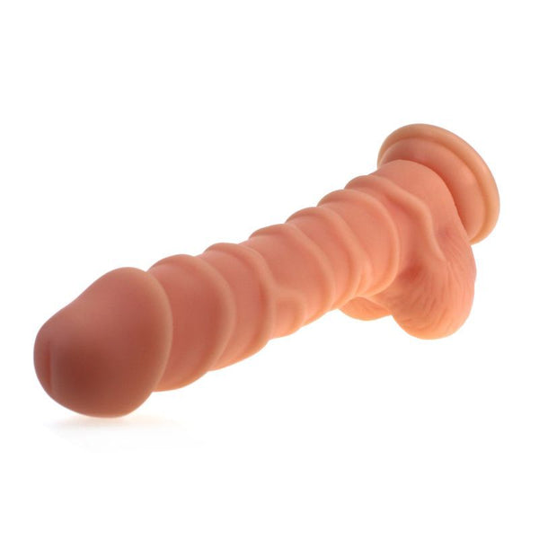 Realistic Dildo Ridged Shaft W Balls Flesh Realistic Dildos