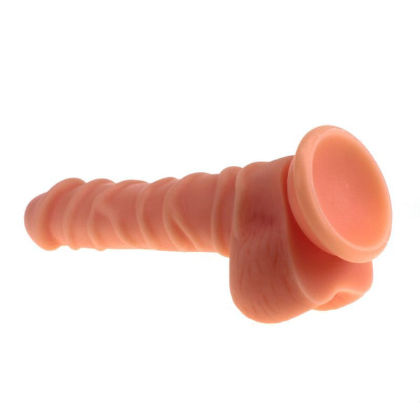Realistic Dildo Ridged Shaft W Balls Flesh Realistic Dildos