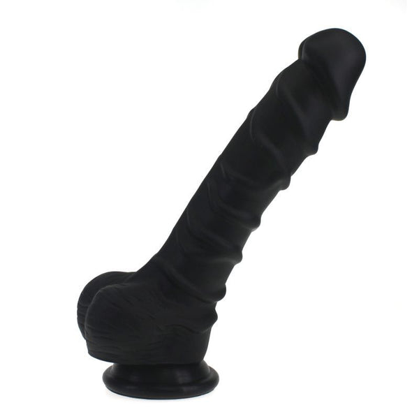 Realistic Dildo Ridged Shaft W Balls Black Realistic Dildos