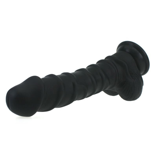 Realistic Dildo Ridged Shaft W Balls Black Realistic Dildos