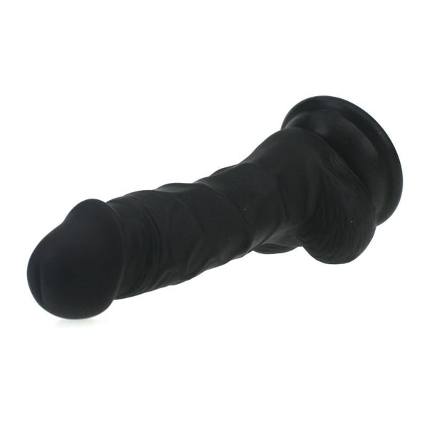 Realistic Dildo Veined Shaft W Balls Black Realistic Dildos