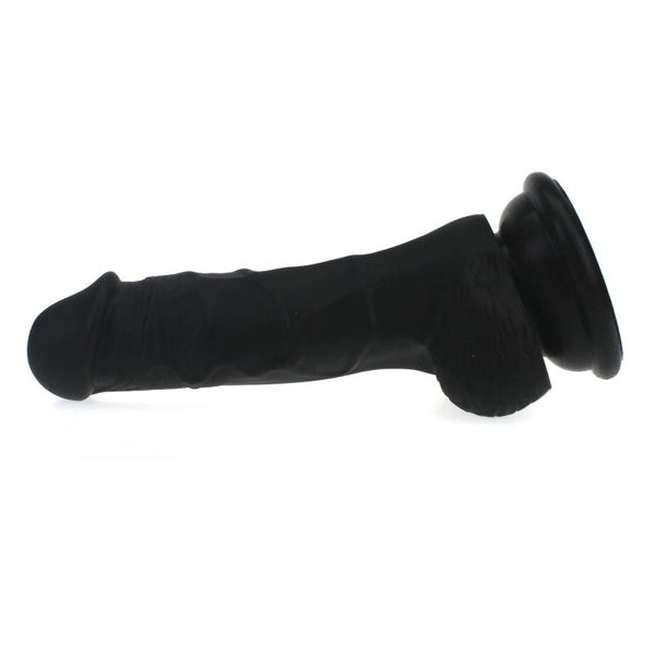Realistic Dildo Veined Shaft W Balls Black Realistic Dildos