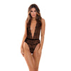 Plunge In Teddy Black Bodysuits