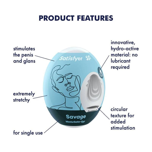 Satisfyer Masturbator Egg Savage Intense Stimulation Anytime Anywhere Masturbators