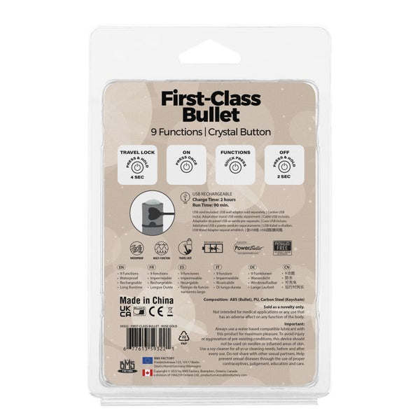 Power Bullet First Class 6Cm Rechargeable W Crystal Rose Gold Bullets