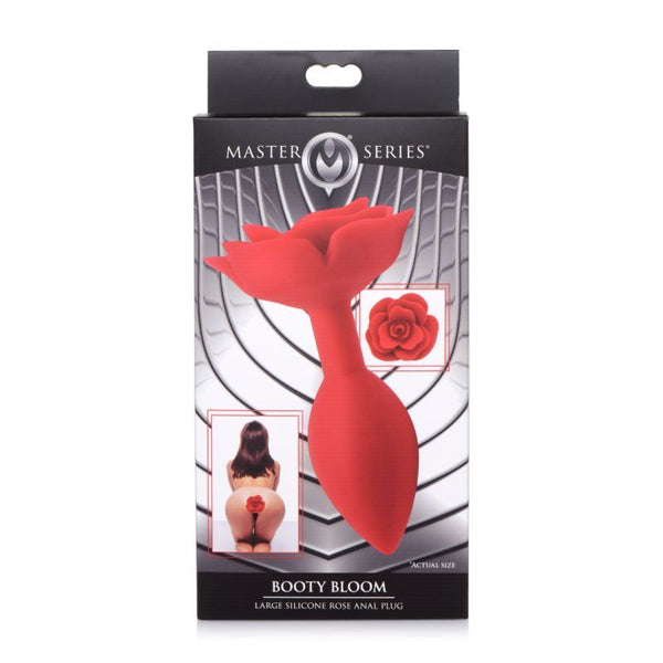 Booty Bloom Silicone Rose Plug Large Red Non Vibrating Butt Plugs