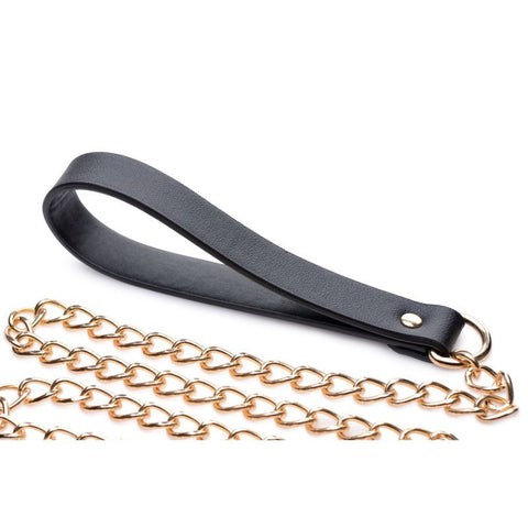 Leashed Lover Black/Gold Chain Leash Collars & Leashes