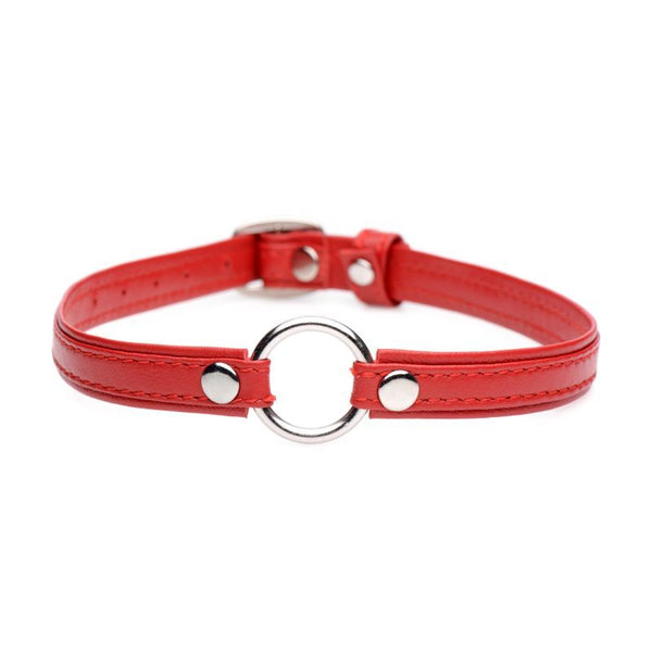 Fiery Pet Leather Choker W Silver Ring Red Collars & Leashes