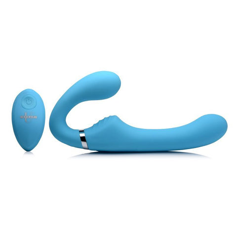 Mighty Rider 10X Strapless Strap On Blue With Remote Strap Ons
