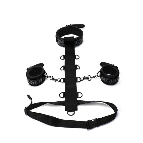 Whip Smart Diamond Body Restraint Choker Style Collar D Rings Padded Wrist Cuffs 3 Pc Set Restraint Kits & Sets