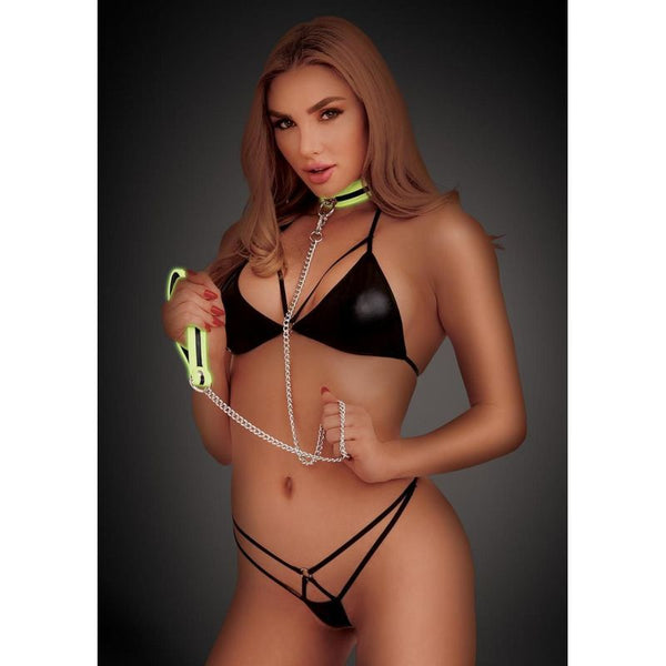 Whip Smart Glow In The Dark Deluxe Collar And Leash Whips