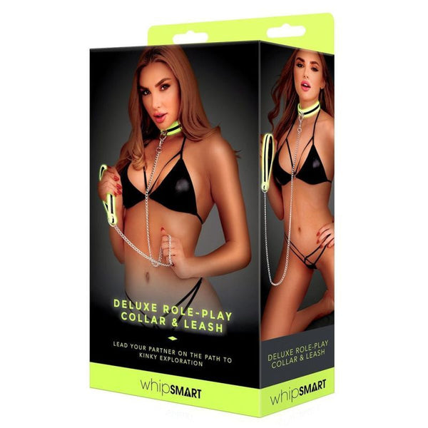 Whip Smart Glow In The Dark Deluxe Collar And Leash Whips