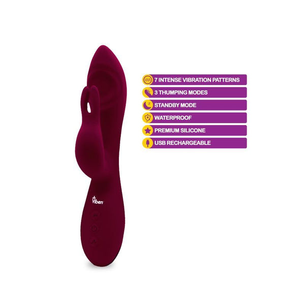 Viben Pzazz Rechargeable Thumping Rabbit Ruby Rabbit s