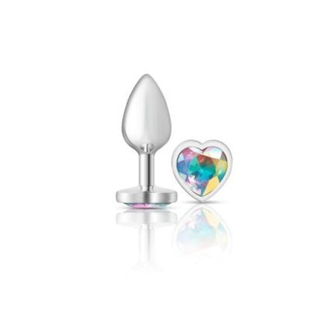 Cheeky Charms Silver Metal Butt Plug W Heart Clear Jewel Small Non Vibrating Butt Plugs