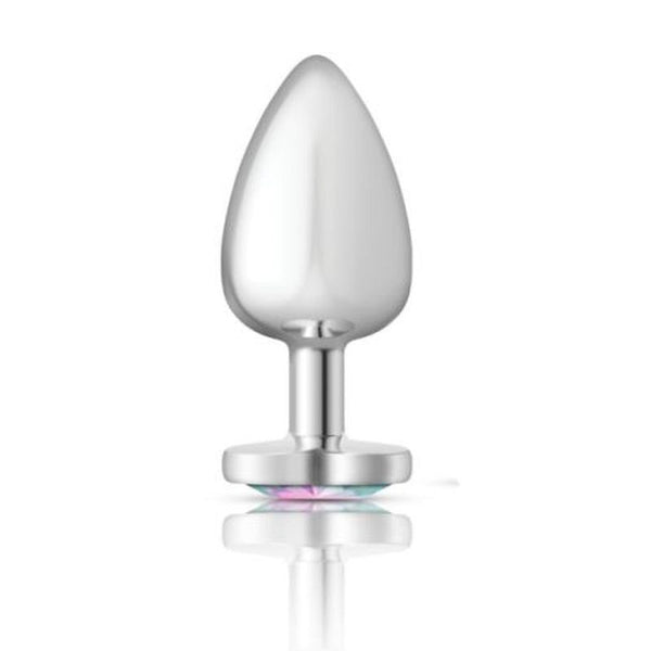 Cheeky Charms Silver Metal Butt Plug W Heart Clear Jewel Large Non Vibrating Butt Plugs