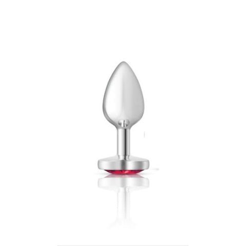 Cheeky Charms Silver Metal Butt Plug With Heart Pink Jewel Small Non Vibrating Butt Plugs