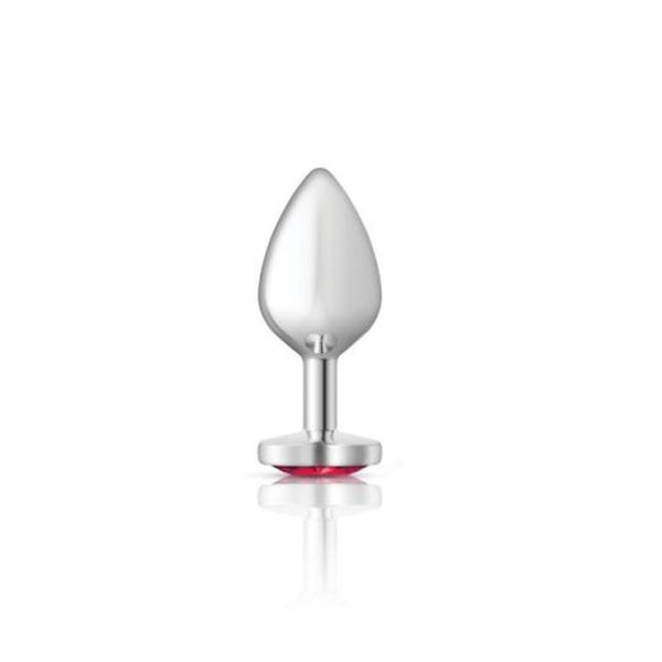 Cheeky Charms Silver Metal Butt Plug With Heart Pink Jewel Medium Non Vibrating Butt Plugs