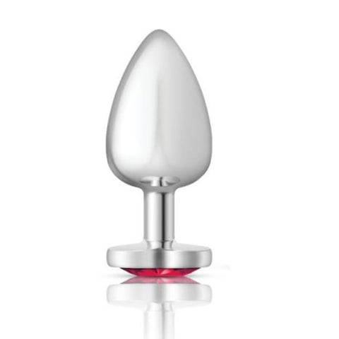 Cheeky Charms Silver Metal Butt Plug With Heart Pink Jewel Large Non Vibrating Butt Plugs