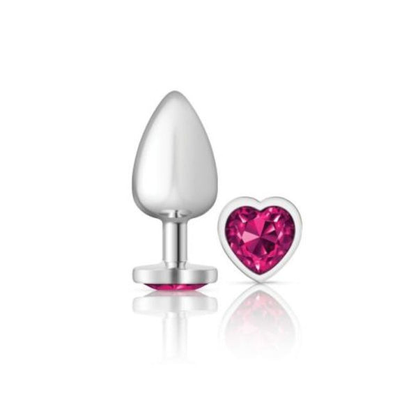 Cheeky Charms Silver Metal Butt Plug With Heart Pink Jewel Large Non Vibrating Butt Plugs