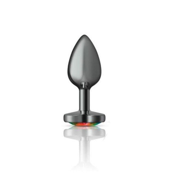 Cheeky Charms Gunmetal Butt Plug W Heart Rainbow Jewel Small Non Vibrating Butt Plugs