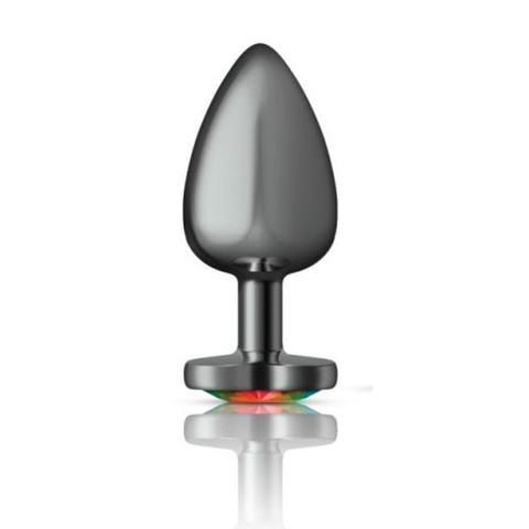 Cheeky Charms Gunmetal Butt Plug With Heart Rainbow Jewel Large Non Vibrating Butt Plugs