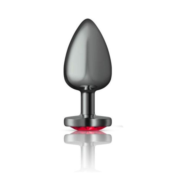 Cheeky Charms Gunmetal Butt Plug With Heart Red Jewel Large Non Vibrating Butt Plugs
