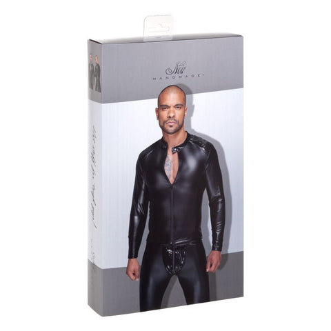 Power Wetlook Mens Jacket Pleated Pvc Epaulets Black Other Erotic Clothing