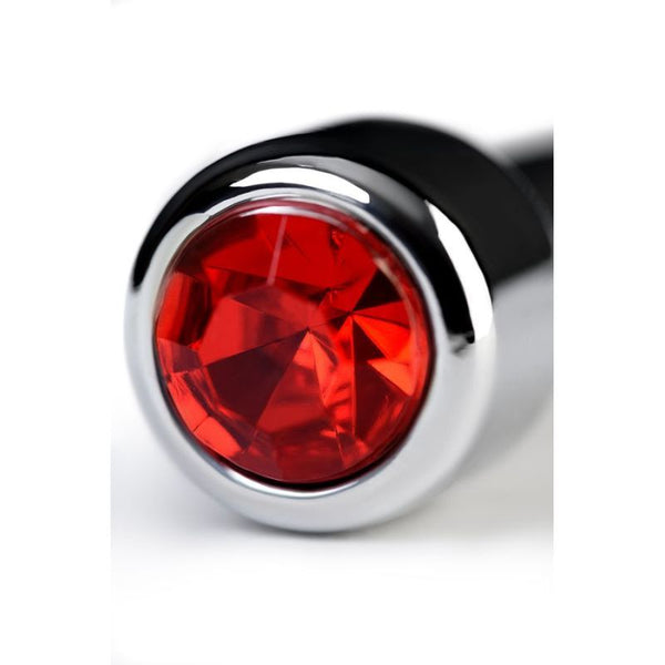 Silver Metal Urethral Plug With Ruby Rhinestone  & Ball Toys
