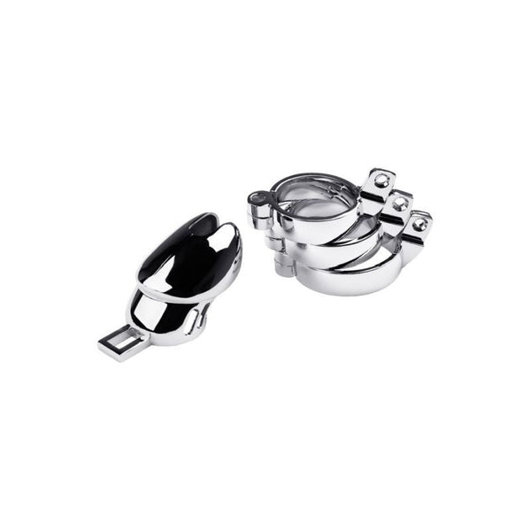 Silver Metal Chastity Cage Adjustable  & Ball Toys