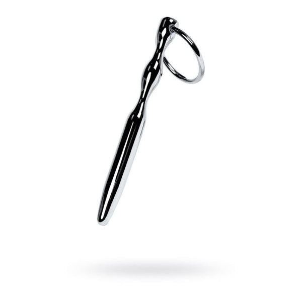 Silver Metal Bullet Shaped Urethral Plug W Ring  & Ball Toys