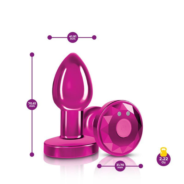 Cheeky Charms Pink Rechargeable Vibrating Metal Butt Plug W Remote Small Vibrating Butt Plugs
