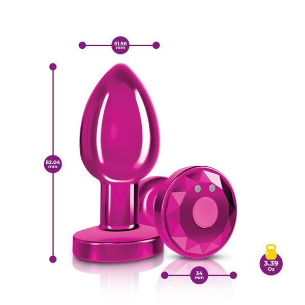 Cheeky Charms Pink Rechargeable Vibrating Metal Butt Plug W Remote Medium Vibrating Butt Plugs