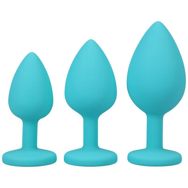 Silicone Anal Trainer Set 3 Pc Teal Non Vibrating Butt Plugs