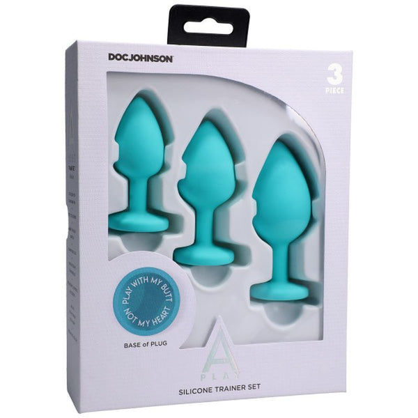 Silicone Anal Trainer Set 3 Pc Teal Non Vibrating Butt Plugs