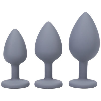 Silicone Anal Trainer Set 3 Pc Grey Non Vibrating Butt Plugs