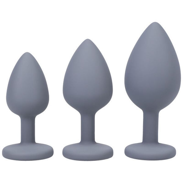 Silicone Anal Trainer Set 3 Pc Grey Non Vibrating Butt Plugs