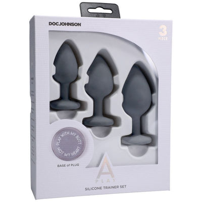 Silicone Anal Trainer Set 3 Pc Grey Non Vibrating Butt Plugs
