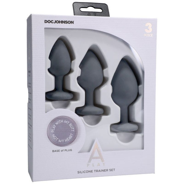 Silicone Anal Trainer Set 3 Pc Grey Non Vibrating Butt Plugs