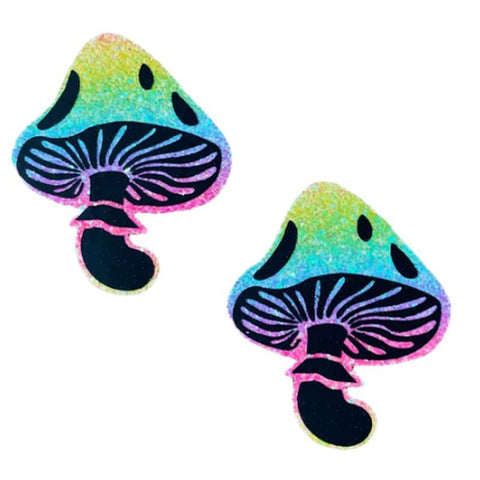 Rainbow Blacklight Glitter Toadstool Pasties  Clothing