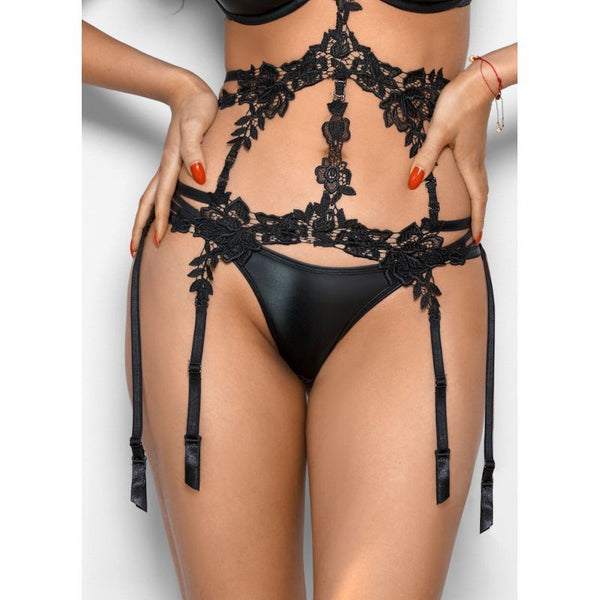 Stretch Wetlook Strappy G String Black Erotic Panties