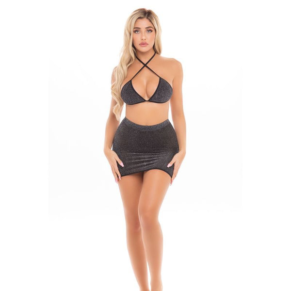 Cherry 2 Pc Skirt Set Black Other Erotic Clothing