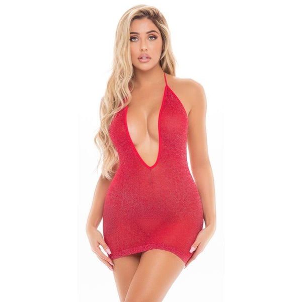 Love Bite Plunge Halter Dress Black Erotic Dresses